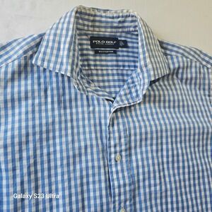Polo Golf Ralph Lauren Westerton Gingham Button Down Shirt Men's L Blue White